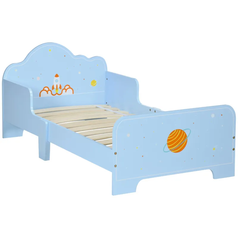 Zonekiz Toddler Bed W/ Space-themed Patterns, For Boy, Girls, Ages 3-6 Years