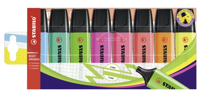 STABILO BOSS ORIGINAL marker 8 pc(s) Chisel tip Multi