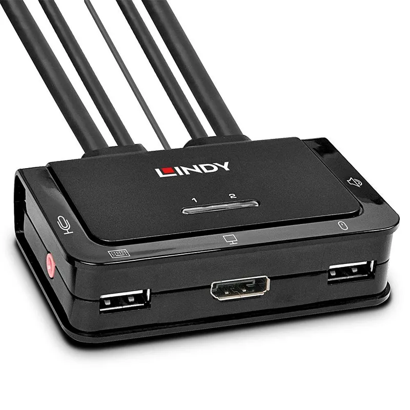 Lindy 2 Port DisplayPort 1.2. USB 2.0 and Audio Cable KVM Switch