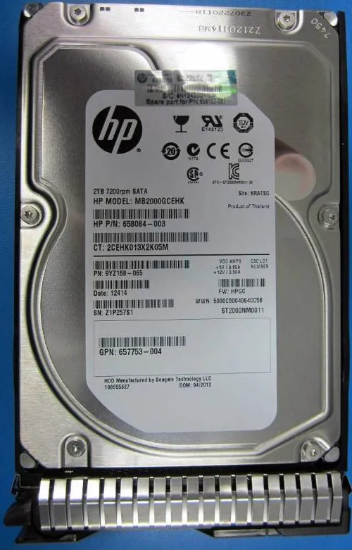 HPE 2TB hot-plug SATA HDD internal hard drive 7200 RPM 3.5" Seria
