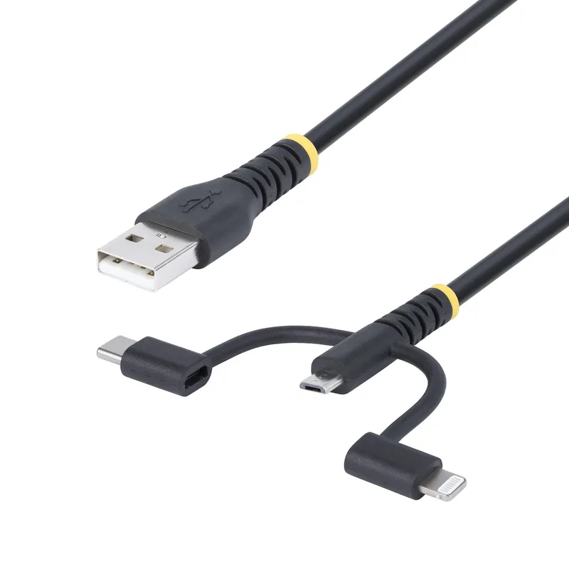 StarTech.com 3.3ft (1m) Rugged USB Multi Charging Cable. USB to Lightn