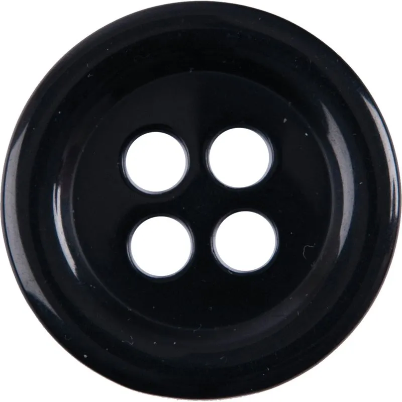 Milward Carded Buttons Round Shiny 4 Hole Black 22mm Pack of 2
