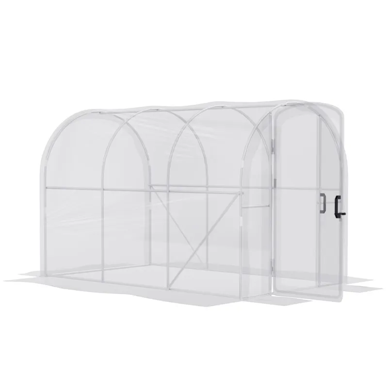 Outsunny 3 X 2 X 2m Polytunnel Greenhouse With Door, Galvanised Steel Frame