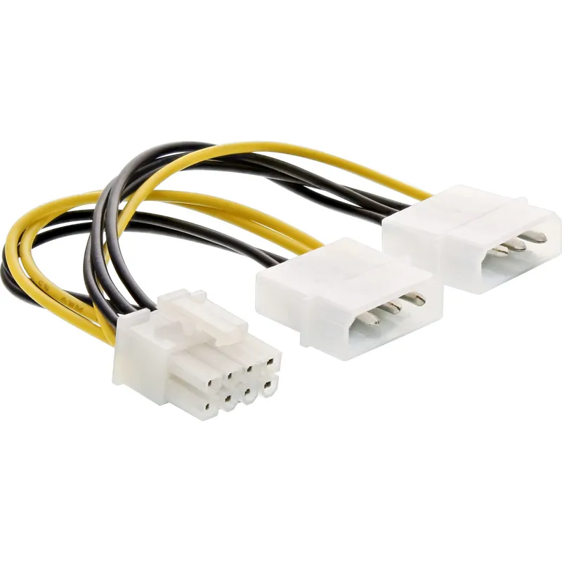 InLine Power adaptor cable. 2x 5.25" male / 8pin PCI-Express male