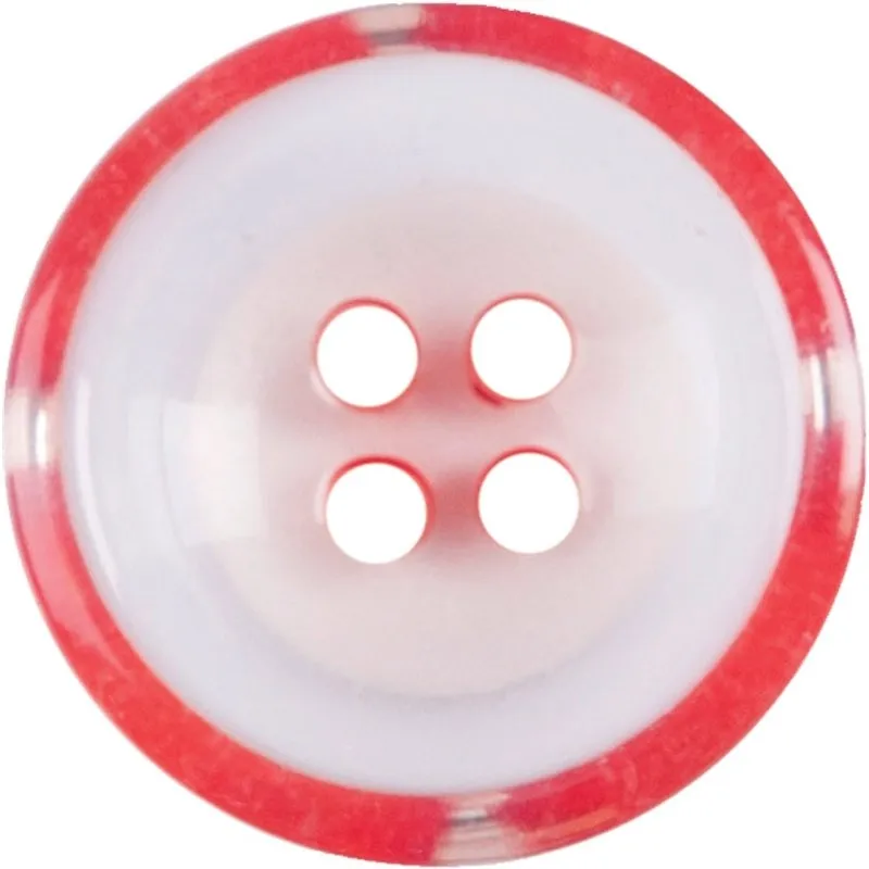 Milward Carded Buttons Rimmed Two Tone 4 Hole Red 17mm Pack of 3