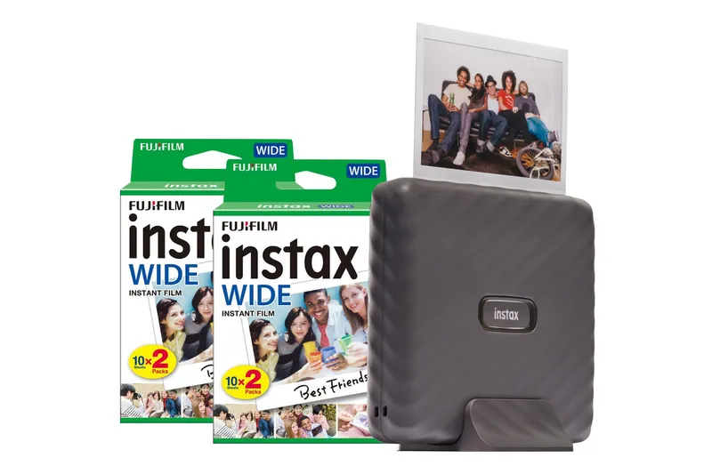 Fujifilm Instax Link Wide Printer - Mocha Grey - Printer + 40 Shot Pac