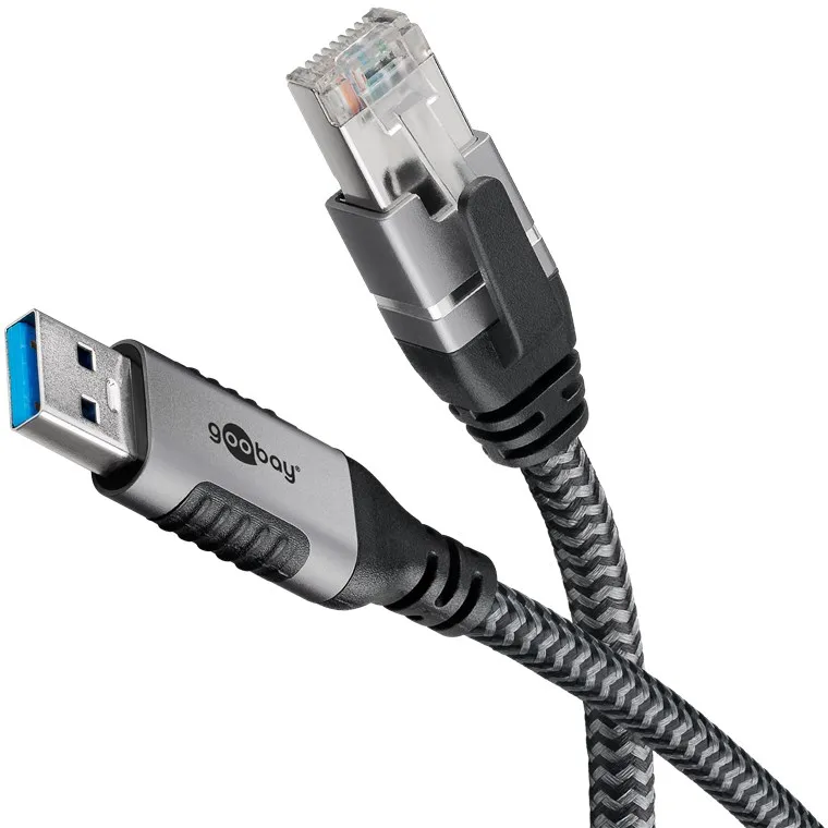 Goobay 70497 cable gender changer USB A RJ-45 Black. Silver
