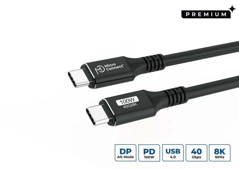 Microconnect USB4CC2 USB cable USB4 Gen 3x2 2 m USB C 100 W Black