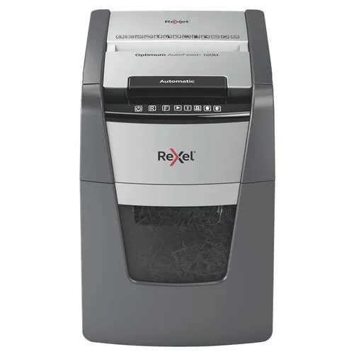 Rexel Optimum AutoFeed+ 100M paper shredder Micro-cut shredding 55 dB 22 cm Black Silver
