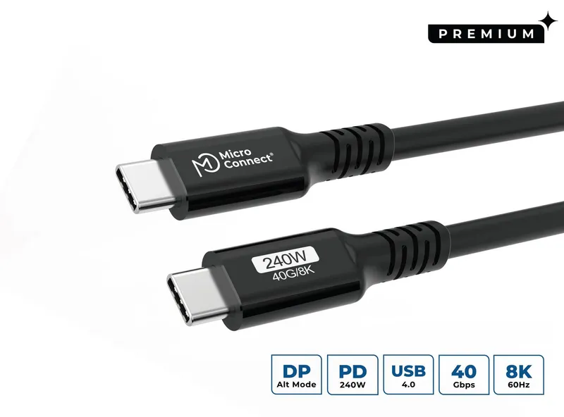 Microconnect USB4CC05-240W USB cable USB4 Gen 3x2 0.5 m USB C Black