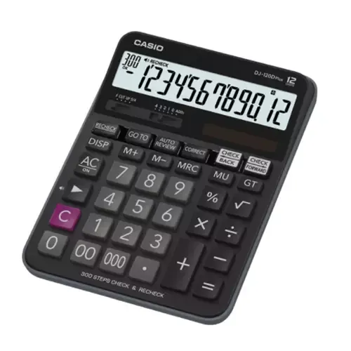 Casio Dj-120D Plus 12 Digit Desktop Calculator Black - Dj-120Dplus-W-Ep