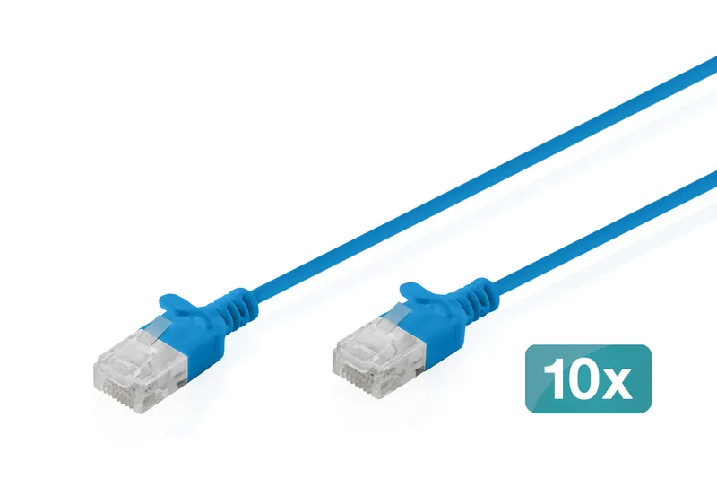 Digitus CAT 6 U-UTP Slim patch cable. 1.5 m. blue. 10 pieces
