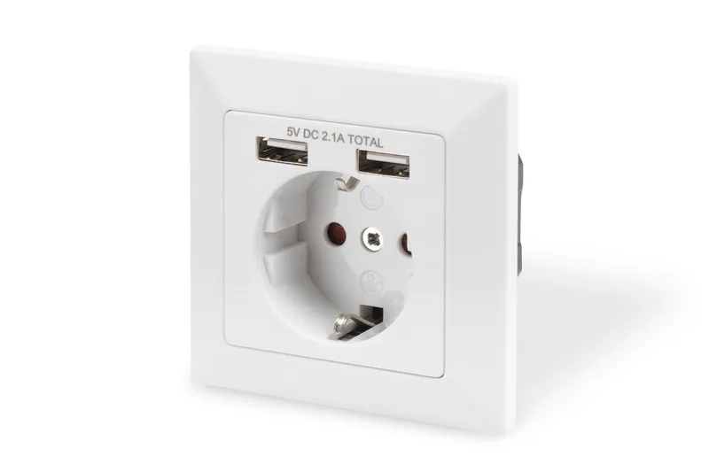 Digitus Safety socket for flush mounting with 2 USB ports