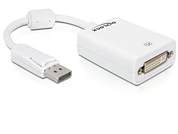 DeLOCK 61765 video cable adapter 0.125 m DisplayPort DVI-I White