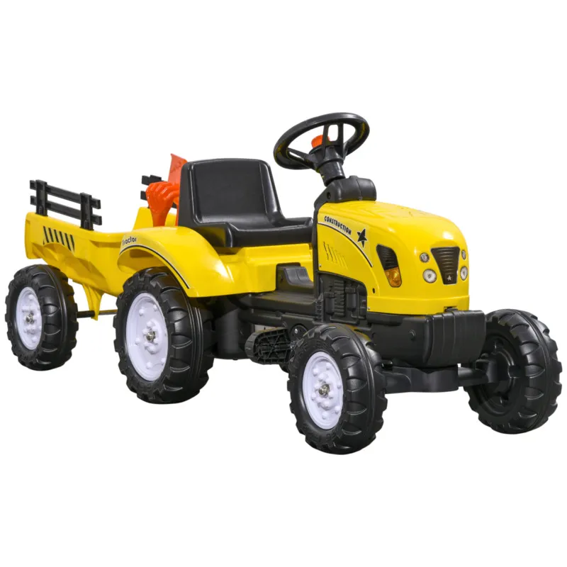 Homcom Pedal Go Kart Ride On Tractor With Shovel & Rake Four Wheels Child Toy