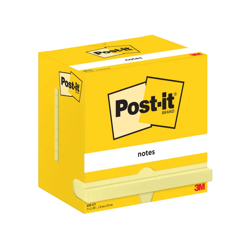 Post-It Notes 76x127mm 100 Sheets Canary Yellow (Pack 12) 7100290165