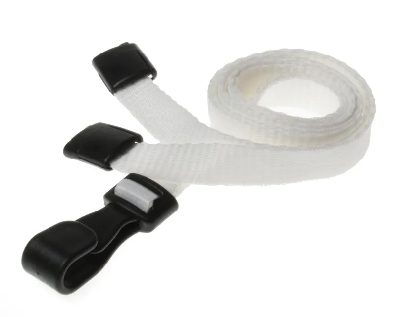 Digital ID 10mm Recycled Plain White Lanyards with Plastic J Clip (Pac