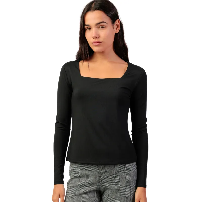Long Sleeve Square Neck Top Women Admas Cuadrado