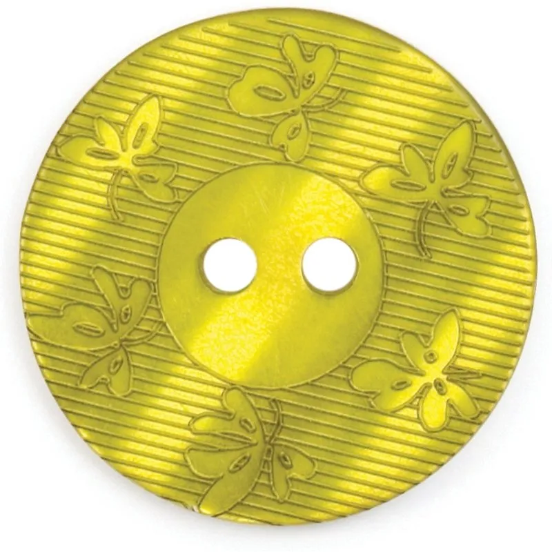 Milward Carded Buttons Round Leaf Pattern Green 22mm Pack of 2