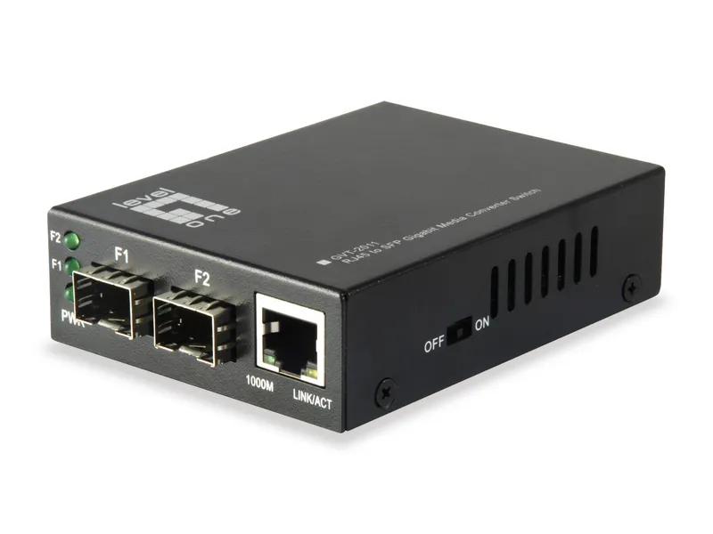 LevelOne RJ45 to SFP Gigabit Media Converter Switch. 2 x SFP. 1 x RJ45