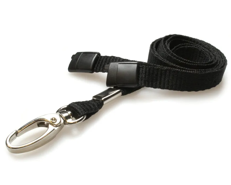 Digital ID 10mm Recycled Plain Black Lanyards with Metal Lobster Clip