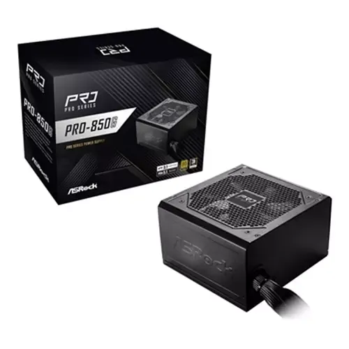 ASRock PRO-850G 850W ATX Power Supply Unit 80 Plus Gold Certified 120mm Silent Cooling Fan High Efficiency PSU