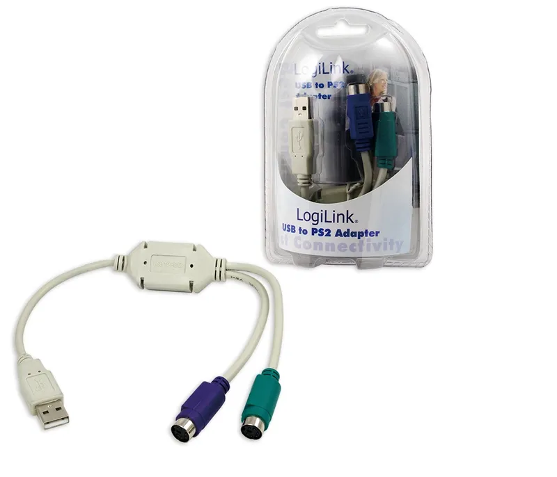 LogiLink Adapter USB - 2x PS/2 PS/2 cable 0.2 m 2x 6-p Mini-DIN USB A