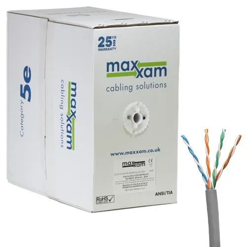Cablenet Cat5e Grey U/UTP PVC 24AWG Solid CPR Eca Cable 305m Reelex Box