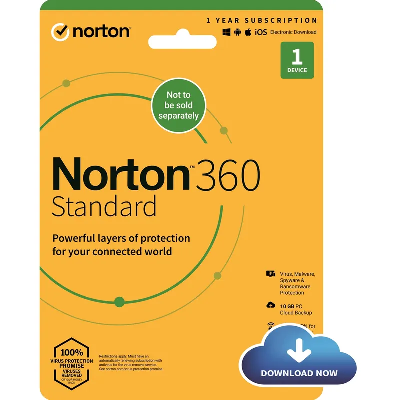 Norton 360 Standard 2022. Antivirus Software for 1 Device. 1-year Subs