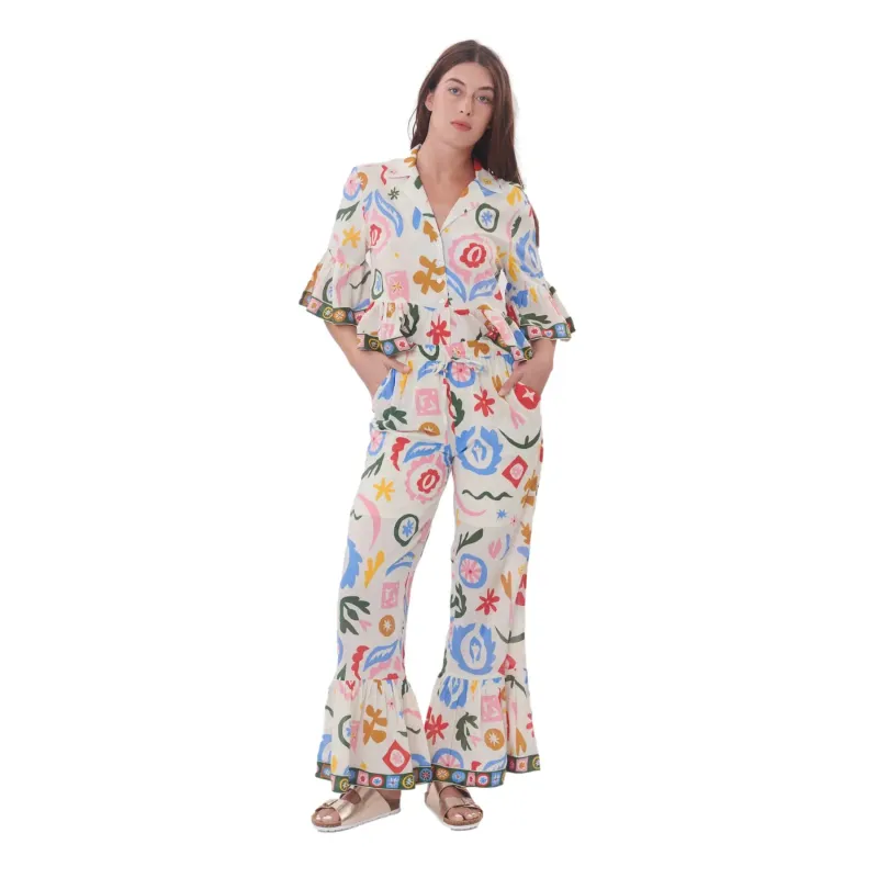 Bohemian Flared Trousers Women Derhy Papyrus