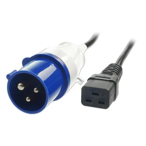 Lindy 3m IEC C19 Power Lead 16A Commando Plug Black