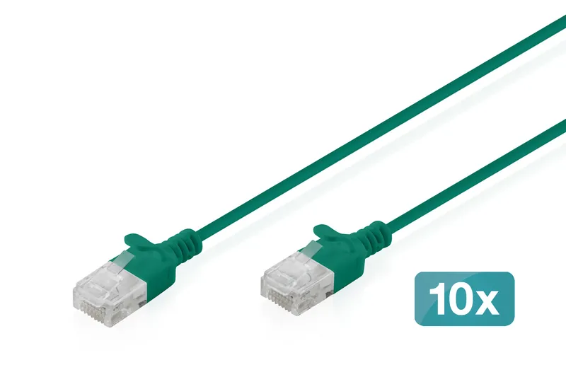 Digitus CAT 6 U-UTP Slim patch cable. 1.5 m. green. 10 pieces