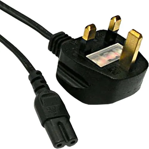 Cablenet 2m UK (3 Amp) - IEC C7 Figure of 8 Black PVC 0.75mm Power Lea