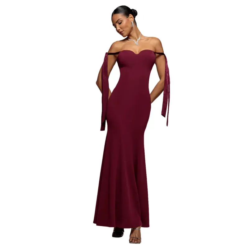 Satin Velvet Dress Women Goddiva Maxi