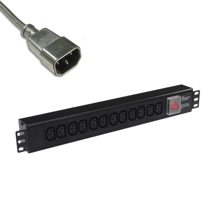 POWERDATA 12 WAY 19 INCH RACK PDU IEC SKTS TO C14 PLG - HORIZONTAL