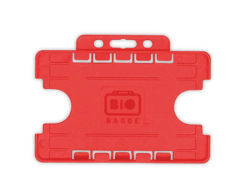 BioBadge Red Dual-Sided Holders Landscape - Pack of 100