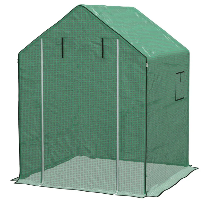 Outsunny Walk-in Greenhouse Cover Replacement With Door And Mesh Windows, Green